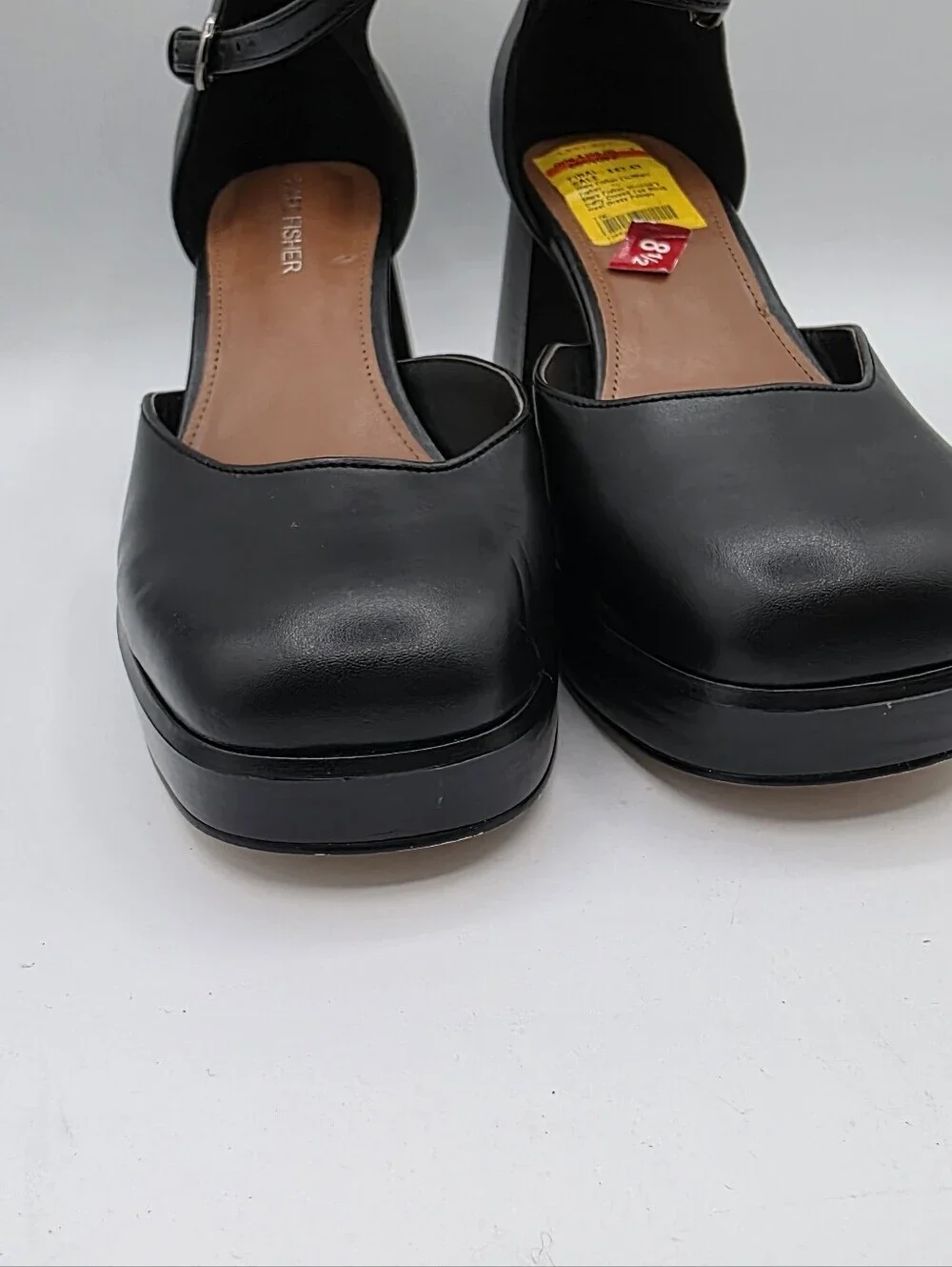 New Women's Faux Patent Leather Ankle Strap Platform Pump Chunky Block High Heel